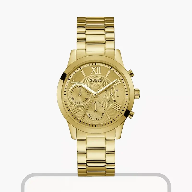 Guess Solar Yellow Gold-tone Ladies Watch- W1070L2